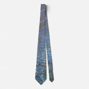 cracked blue textured paint pattern tie