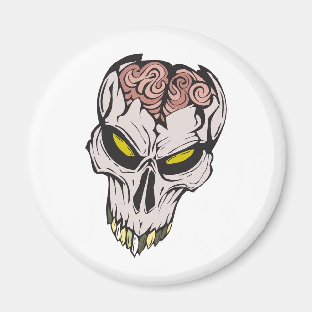cracked brain skull magnet (Front)