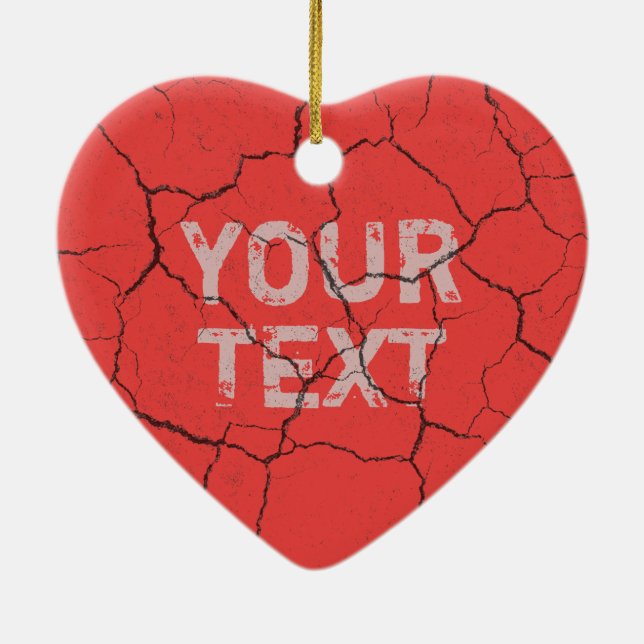 Cracked Brick Red   Ceramic Ornament Heart (Back)