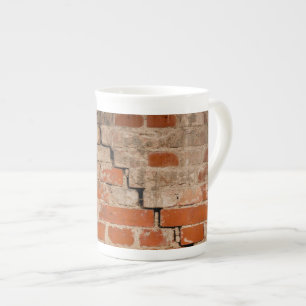 Cracked brick wall bone china mug