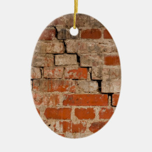 Cracked brick wall ceramic tree decoration