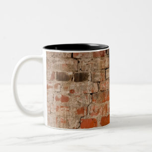 Cracked brick wall Two-Tone coffee mug