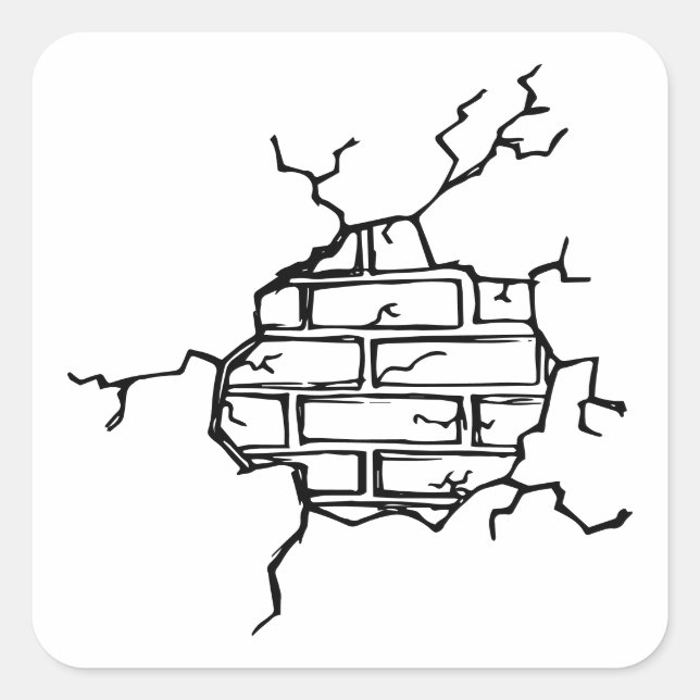 Cracked Brickwork Square Sticker (Front)