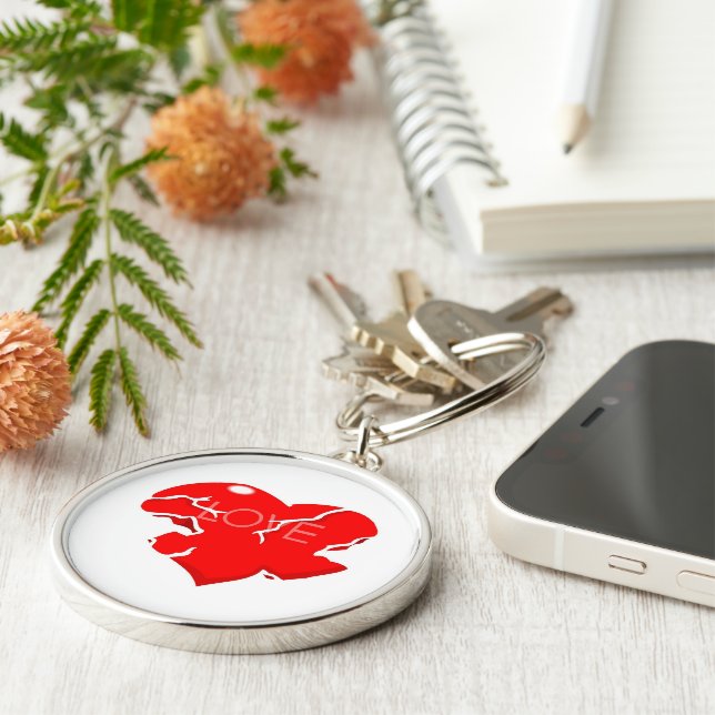 Cracked + Broken Heart Key Ring (Side)