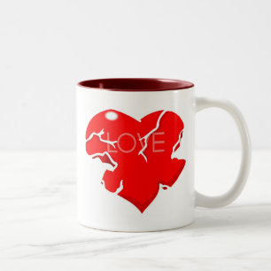Cracked + Broken Heart Two-Tone Coffee Mug