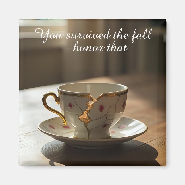cracked broken teacup inspirational Magnet (Front)