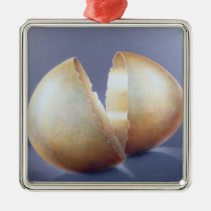 Cracked Bronze Age Egg Metal Tree Decoration