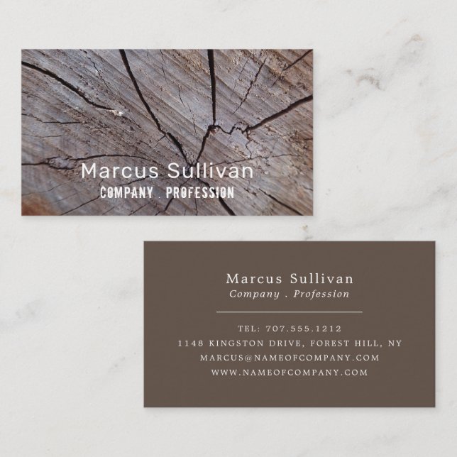 Cracked Brown Wood Effect, Rustic Business Card (Front/Back)