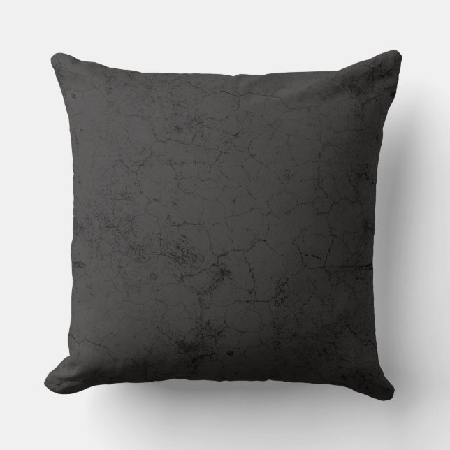 Cracked Charcoal Throw Pillow (Front)