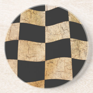 Cracked chequered flag coaster