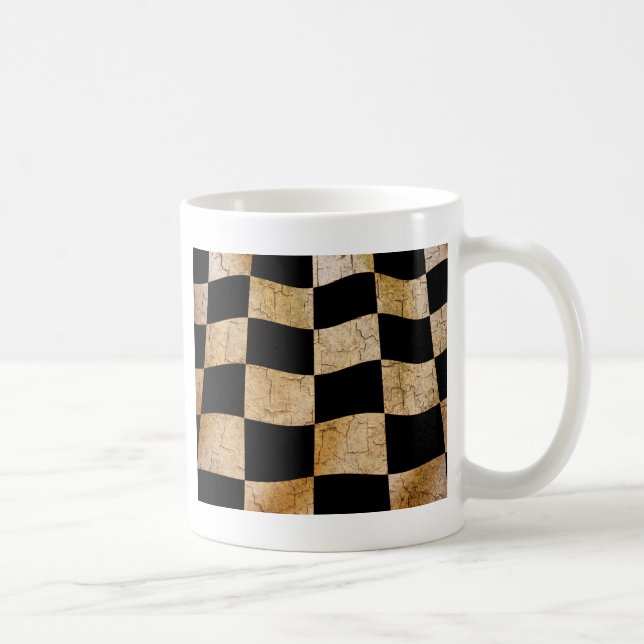Cracked chequered flag coffee mug (Right)