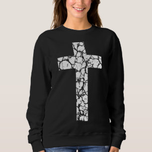 Cracked Christian Cross Jesus Loves You Religiou Sweatshirt