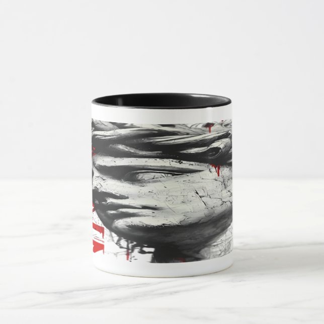 Cracked Classical Bust Trash Polka Art Mug (Center)
