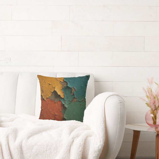 Cracked Colors Symphony – Texture Art of Time Cushion (Couch)