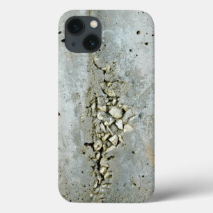 Cracked concrete wall with small stones iPhone 13 case
