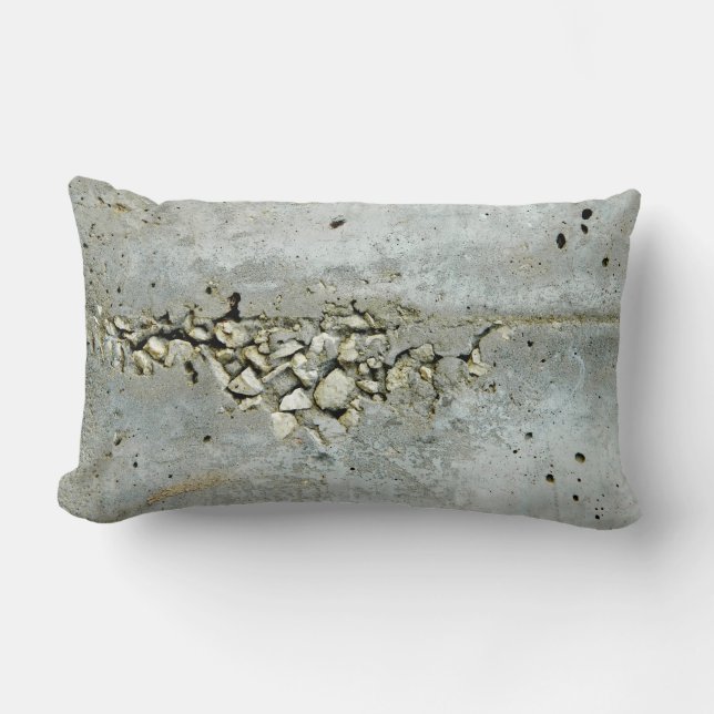 Cracked concrete wall with small stones lumbar cushion (Front)