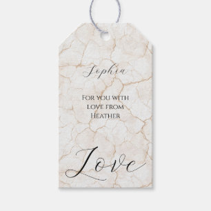 Cracked Cream White Love Bridal Shower Gift Tags