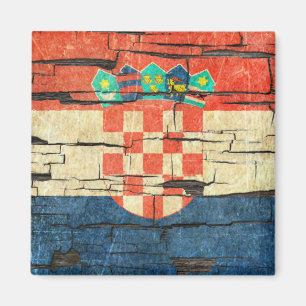 Cracked Croatian Flag Peeling Paint Effect Magnet