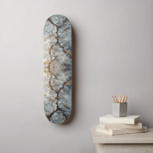 Cracked Crystal Marble Rock Wall with Colourful Skateboard
