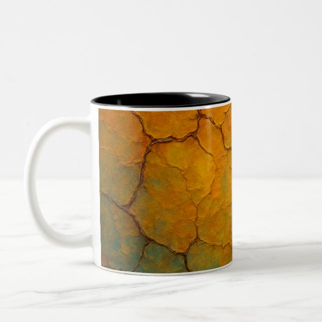 Cracked Earth Abstract Texture   Two-Tone Coffee Mug (Left)