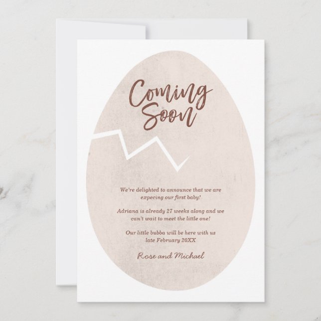 Cracked Egg Baby Coming Soon Announcement (Front)