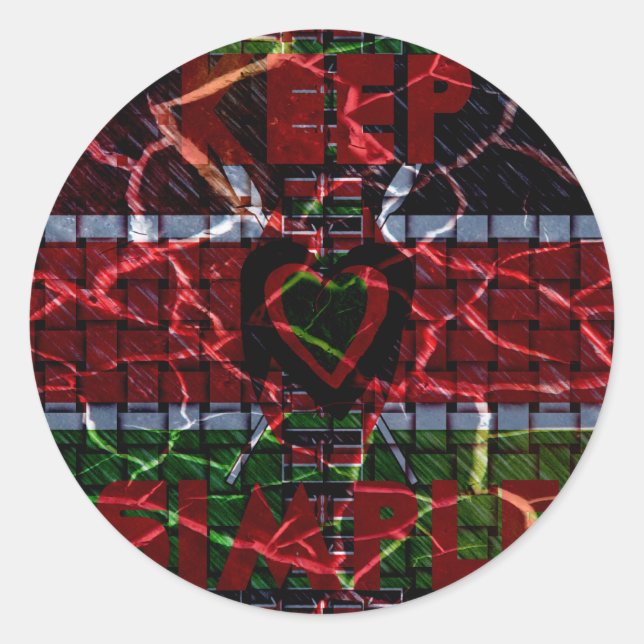 Cracked Flag: Keep It Simple - Kenyan Resilience  Classic Round Sticker (Front)
