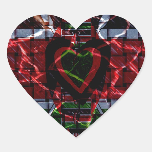 Cracked Flag: Keep It Simple - Kenyan Resilience  Heart Sticker (Front)