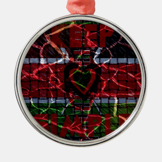 Cracked Flag: Keep It Simple - Kenyan Resilience  Metal Tree Decoration (Front)
