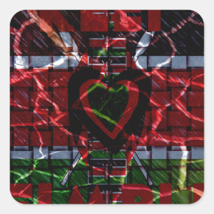 Cracked Flag: Keep It Simple - Kenyan Resilience  Square Sticker