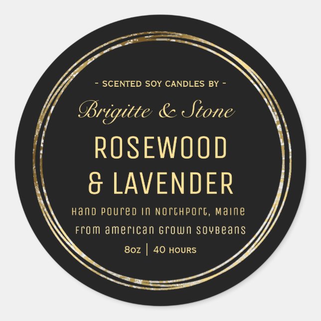 Cracked Gold Edged Farmhouse Candle Label (Front)