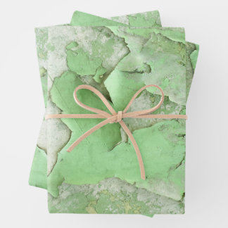 Cracked Green Paint Grunge Concrete Urban Texture Wrapping Paper Sheet