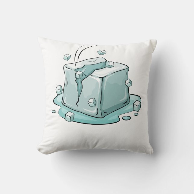 Cracked Ice Cube Illustration Art Cushion (Front)