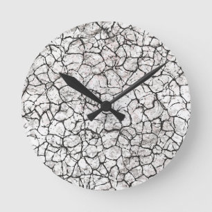 Cracked Marble Digital Pattern Round Clock
