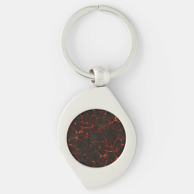 Cracked Molten Ground Rock Volcano Lava Key Ring (Front)