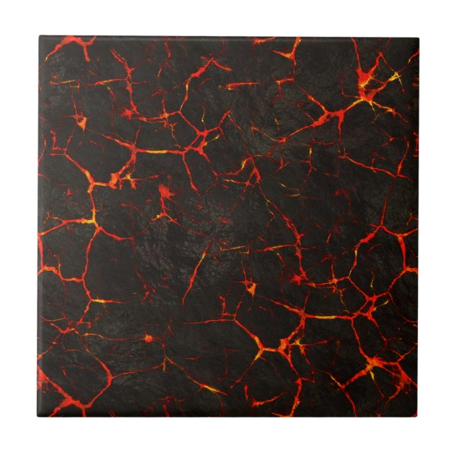 Cracked Molten Ground Rock Volcano Lava Tile (Front)