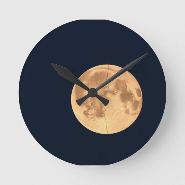 Cracked Moon Round Clock (Front)