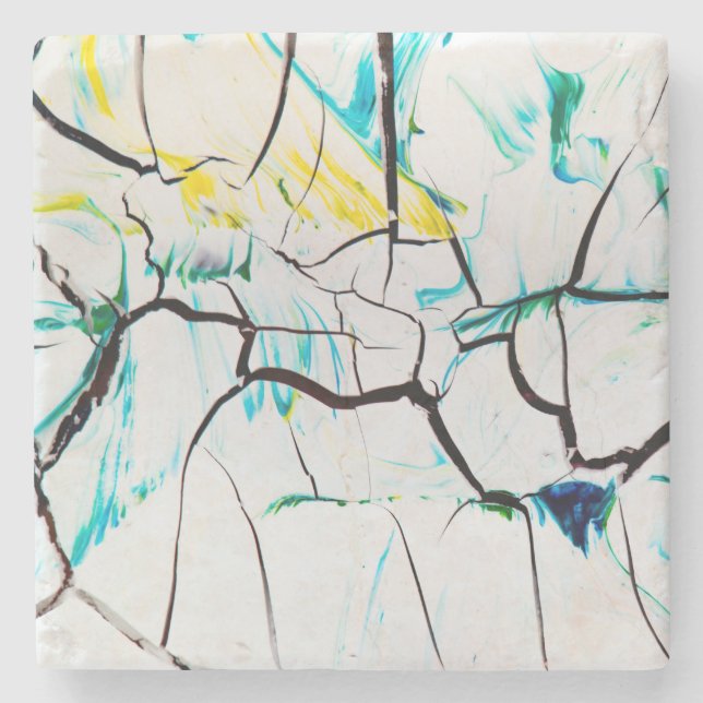 Cracked Multi-Colour Acrylic Pieces Stone Coaster (Front)