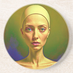 Cracked Porcelain Soul  - Colourful Portrait      Coaster