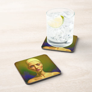 Cracked Porcelain Soul  - Colourful Portrait      Coaster