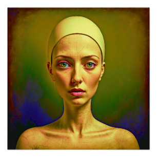 Cracked Porcelain Soul - Colourful Portrait Poster