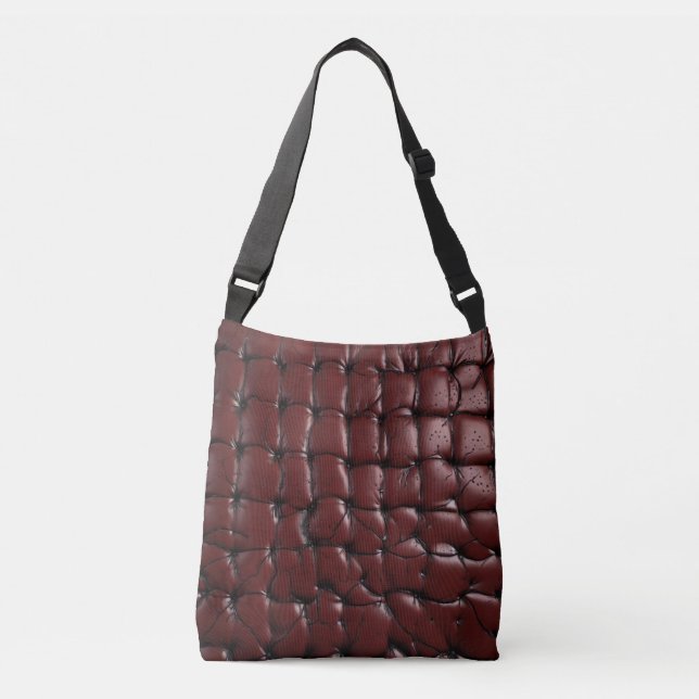 Cracked, Puffed Leather Look Crossbody Bag (Front)