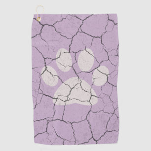 Cracked Purple Animal Paw Print Golf Towel