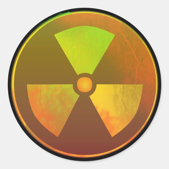 Cracked Radioactive Nuclear Symbol Sticker (Front)