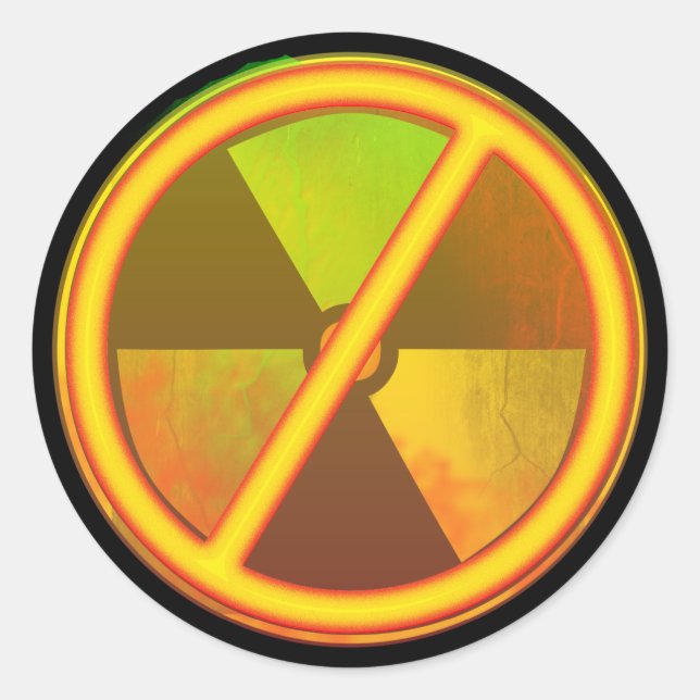 Cracked Radioactive Nuclear Symbol Sticker (Front)