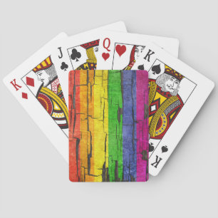 Cracked Rainbow Gay Pride Flag Peeled Paint Effect Playing Cards