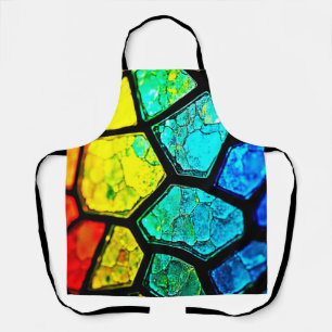 Cracked Rainbow Stained Glass Art Apron