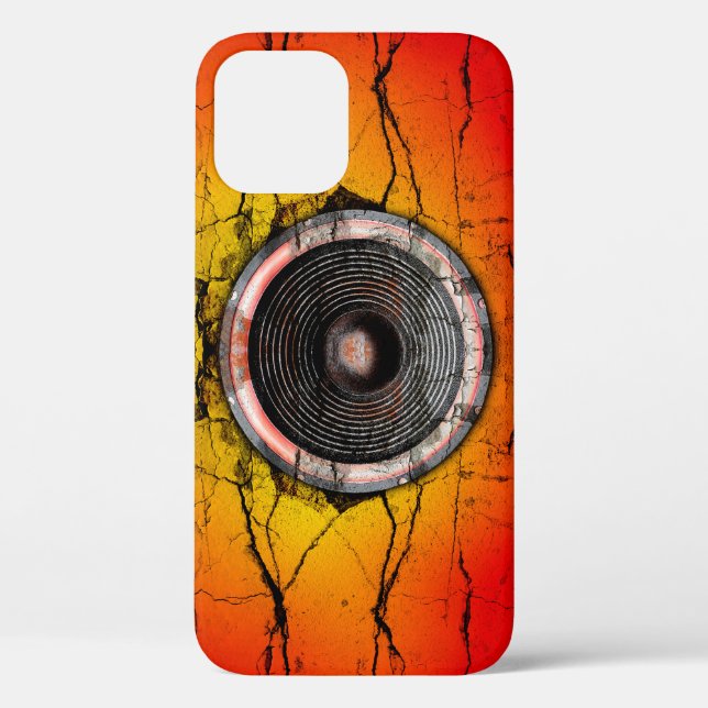 Cracked red and orange music speaker Case-Mate iPh iPhone Case (Back)