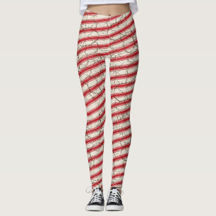Cracked Red Striped Candy Cane Leggings