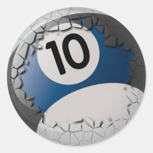 Cracked Shell Break Out Billiards 10 Ball Classic Round Sticker