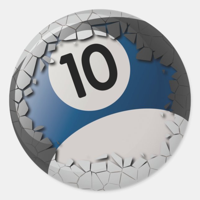 Cracked Shell Break Out Billiards 10 Ball Classic Round Sticker (Front)